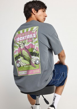 Ανδρικό oversized t-shirt με τύπωμα στην πλάτη