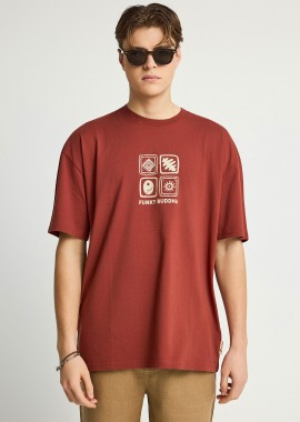 Ανδρικό oversized t-shirt με τύπωμα στην πλάτη