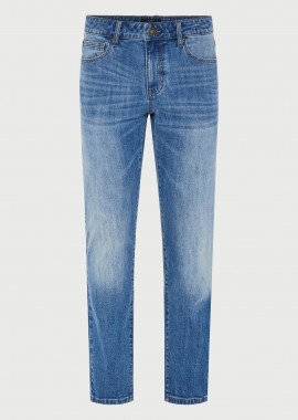 Ανδρικό slim tapered τζην με washed effects