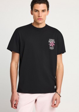 Ανδρικό βαβακερό t-shirt με τύπωμα στην πλάτη