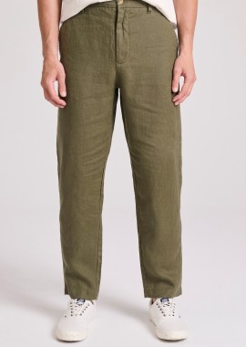 Linen blend casual chino παντελόνι