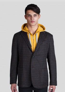 Z ZEGNA - Z ZEGNA Ανδρικό Πολύχρωμο Grey Check Wool Marco Blazer