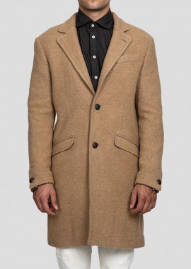 OFFICINA 36 Ανδρικό Καφέ Single-Breasted Camel Coat