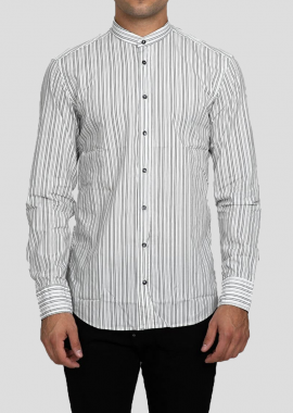 BASTONCINO Ανδρικό Λευκό White Pinstripe Long-Sleeved Shirt