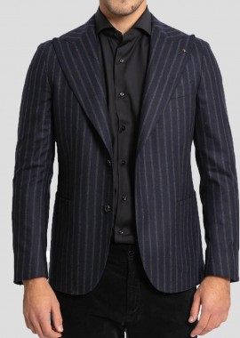 CORNELIANI - CORNELIANI Ανδρικό Μπλε Single Breasted Striped Suit