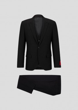 HUGO - HUGO Ανδρικό Μαύρο Three Piece Slim Fit Suit In Black