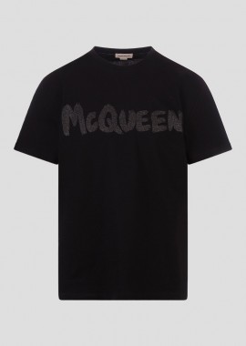 ALEXANDER MCQUEEN Ανδρικό Μαύρο Graffiti T-Shirt In Black/Grey
