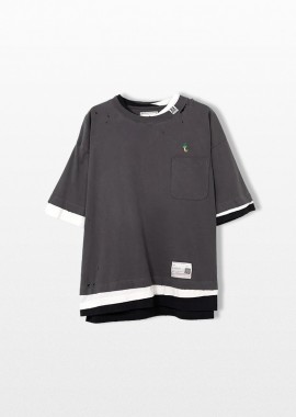 MAISON MIHARA YASUHIRO - MAISON MIHARA YASUHIRO Ανδρικό Μαύρο Triple Layered T-Shirt