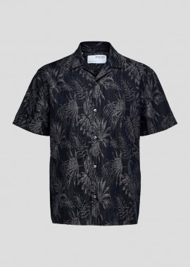 SELECTED HOMME - SELECTED HOMME Ανδρικό Μαύρο Leaf Shirt