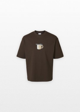 SELECTED HOMME - SELECTED HOMME Ανδρικό Καφέ Printed Crewneck T-Shirt