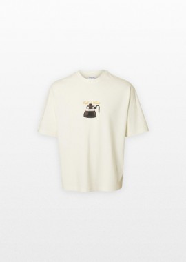 SELECTED HOMME - SELECTED HOMME Ανδρικό Μπεζ Printed Crewneck T-Shirt