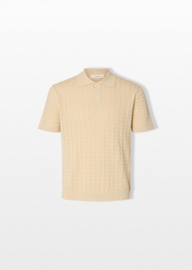 SELECTED HOMME - SELECTED HOMME Ανδρικό Μπεζ Knitted Polo Shirt