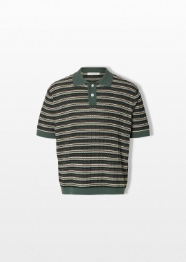 SELECTED HOMME Ανδρικό Πράσινο Structured Knitted Polo Shirt
