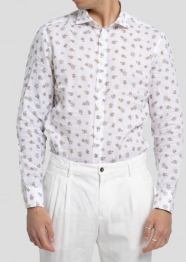 BASTONCINO - BASTONCINO Ανδρικό Λευκό Floral-Print Long-Sleeve Shirt