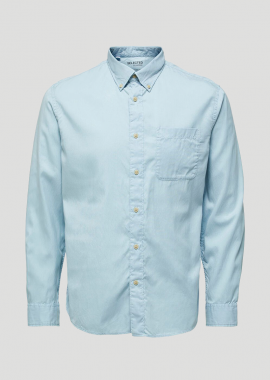 SELECTED HOMME - SELECTED HOMME Ανδρικό Μπλε Soft Tencel Lyocell Shirt