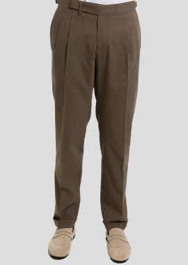 BRIGLIA - BRIGLIA Ανδρικό Καφέ Brown Earth Fitted Trousers