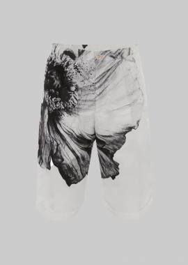 ALEXANDER MCQUEEN - ALEXANDER MCQUEEN Ανδρικό Λευκό Flower Print Polyfaille Shorts