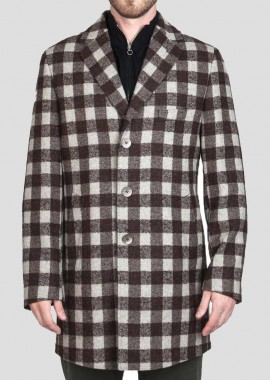 EXIBIT Ανδρικό Καφέ Plaid Wool Coat