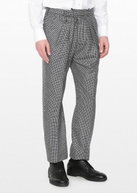 LARDINI Ανδρικό Γκρι Patterned Straight Trousers In Grey