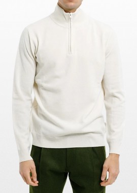 +39MASQ - +39MASQ Ανδρικό Λευκό Wool High-Neck Shirt
