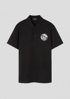 VERSACE - VERSACE Ανδρικό Μαύρο Medusa Polo Shirt