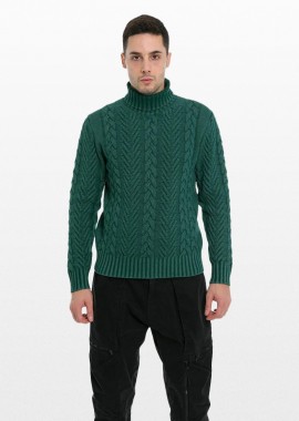 +39MASQ - +39MASQ Ανδρικό Γκρι Mountain Green Turtle Neck Sweater