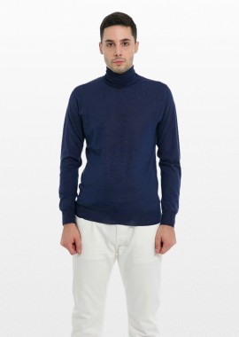 +39MASQ - +39MASQ Ανδρικό Μπλε Hign Neck Sweater In Darksea Blue
