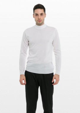 +39MASQ - +39MASQ Ανδρικό Λευκό Hign Neck Sweater In White