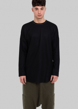 BARBARA ALAN - BARBARA ALAN Ανδρικό Μαύρο Wool Jersey Taped Tee