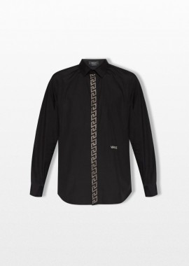 VERSACE - VERSACE Ανδρικό Μαύρο Versace Geometrical Logo Shirt