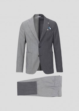 MANUEL RITZ - MANUEL RITZ Ανδρικό Γκρι Patchwork Pinstripe Suit