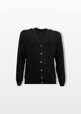 +39MASQ Ανδρικό Μαύρο V-Neck Knitted Button Down Cardigan In Black