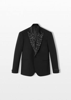 VERSACE - VERSACE Ανδρικό Μαύρο Crystal Single-Breasted Blazer