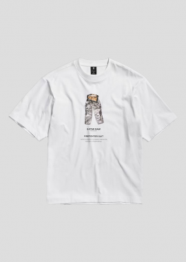 G-STAR - G-STAR Ανδρικό Λευκό Archive Print Boxy T-Shirt