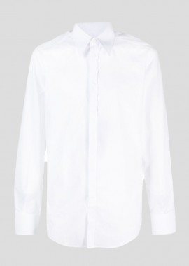 DOLCE&GABBANA Ανδρικό Λευκό Pointed-Collar Cotton Shirt