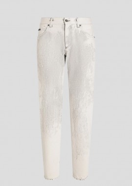 DOLCE&GABBANA - DOLCE&GABBANA Ανδρικό Γκρι Slim-Fit Jeans