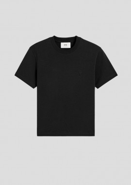 AMI PARIS - AMI PARIS Ανδρικό Μαύρο Black Cotton Ami de Coeur T-Shirt