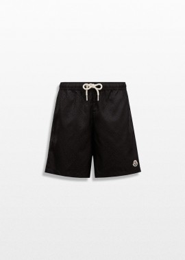 MONCLER - MONCLER Ανδρικό Μαύρο Monogram Jacquard Swim Shorts