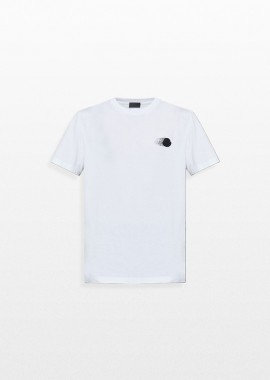 MONCLER Ανδρικό Λευκό White T-shirt With Logo Patch