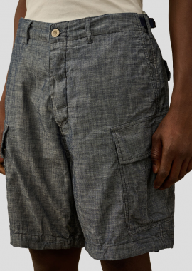 C.P. COMPANY - C.P. COMPANY Ανδρικό Μαύρο Chambray Cargo Shorts