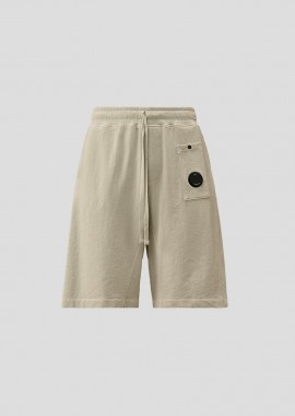 C.P. COMPANY - C.P. COMPANY Ανδρικό Γκρι Light Fleece Cargo Lens Shorts