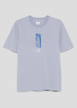 C.P. COMPANY - C.P. COMPANY Ανδρικό Μωβ Logo-Print Jersey T-shirt