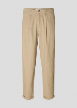 SELECTED HOMME - SELECTED HOMME Ανδρικό Μπεζ Cropped Relaxed Fit Trousers