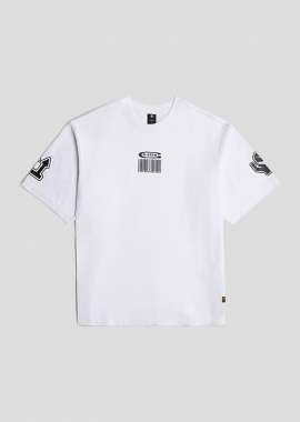 G-STAR - G-STAR Ανδρικό Λευκό Barcode Boxy T-Shirt