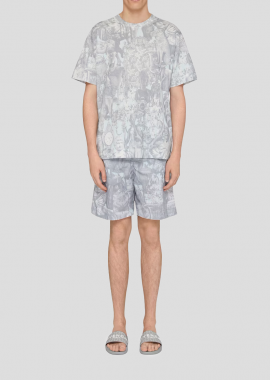 GIVENCHY - GIVENCHY Ανδρικό Γκρι T-shirt In Cotton With Hubert Objects Print