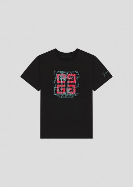 GIVENCHY - GIVENCHY Ανδρικό Μαύρο 4G T-shirt In Cotton