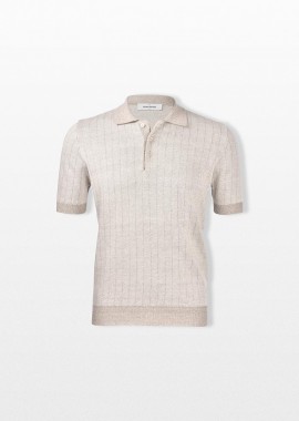 GRAN SASSO - GRAN SASSO Ανδρικό Μπεζ Stripe Poloshirt Soft