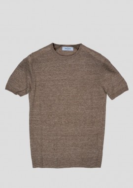 GRAN SASSO - GRAN SASSO Ανδρικό Καφέ Linen T-Shirt