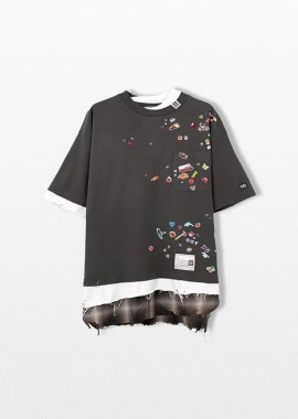 MAISON MIHARA YASUHIRO - MAISON MIHARA YASUHIRO Ανδρικό Μαύρο Layered T-shirt