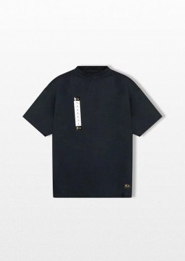 BALENCIAGA - BALENCIAGA Ανδρικό Μαύρο Printed Label T-Shirt